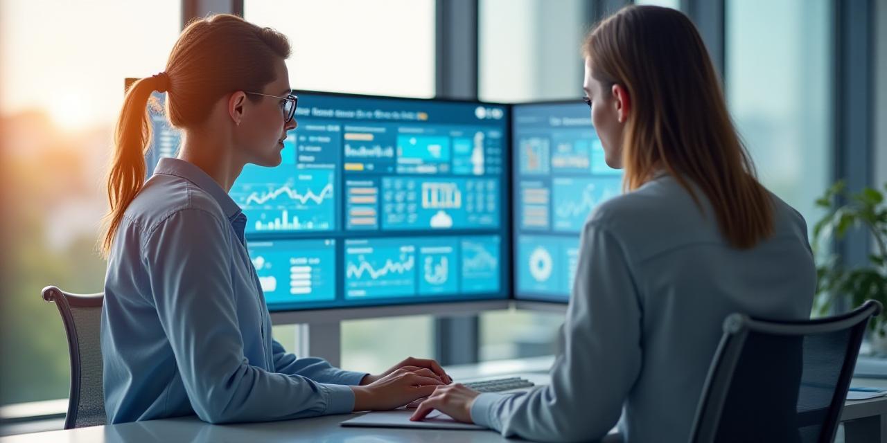 Data analyst looking at complex digital growth charts on a screen